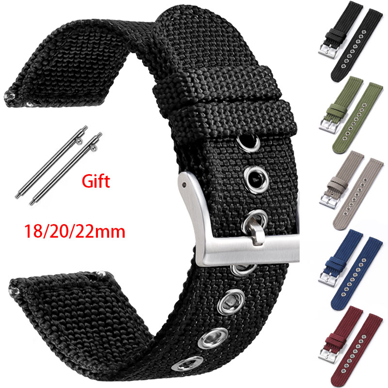 Nylon Nato Strap - สายไนลอน 18 มม.20 มม.22 มม.ผ้าใบสายรัดข้อมือกีฬานุ่มสบาย Watchband