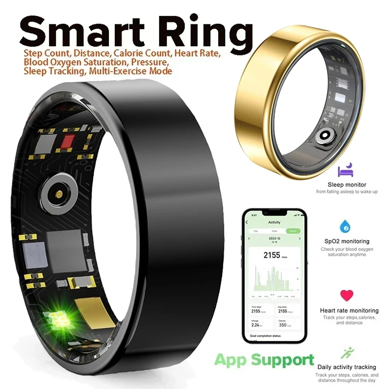 Sport Loop Strap - แหวนอัจฉริยะสําหรับ Xiaomi ผู้ชายผู้หญิงเกรดทหารเปลือกเหล็กไทเทเนียมการตรวจสอบสุขภาพ IP68 และ 3ATM