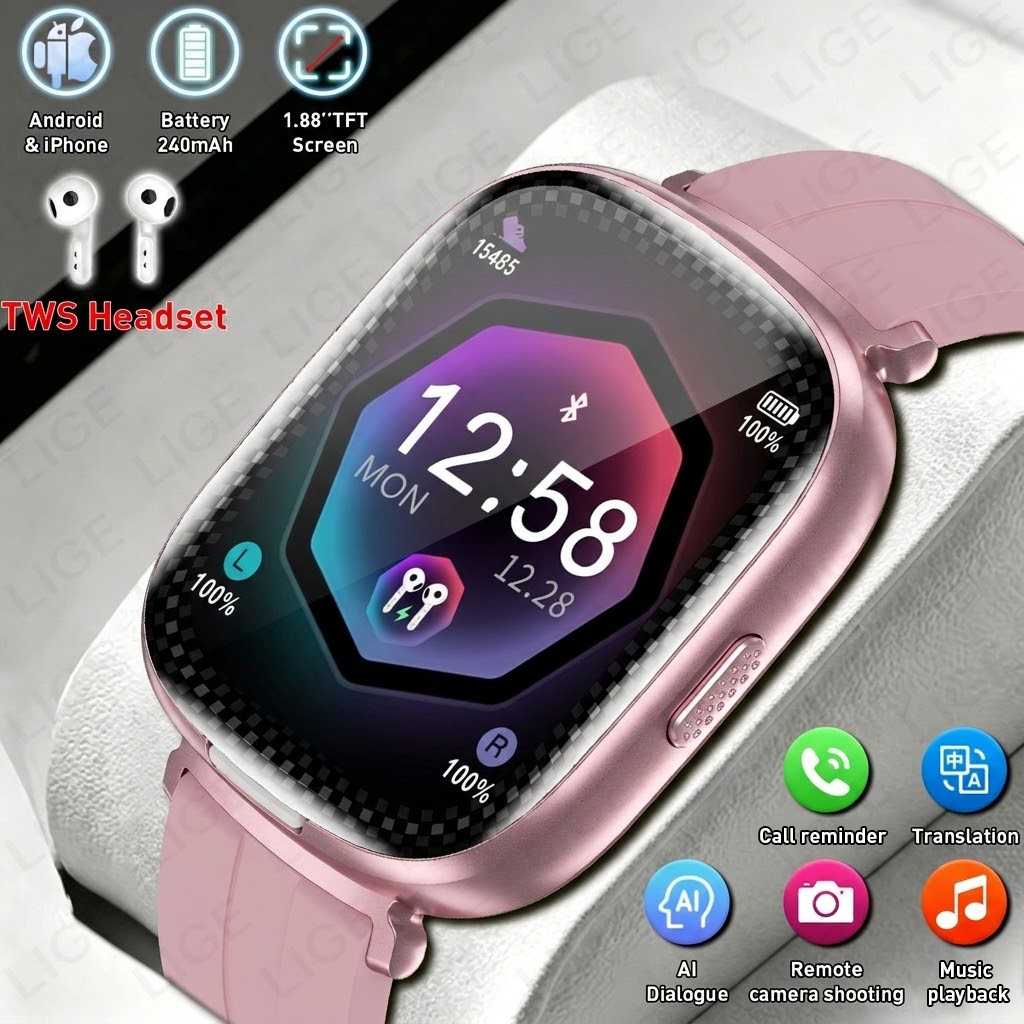 LIGE สมาร์ทวอทช์ 2-in-1 พร้อมห - Smartwatch Headset บทวิจารณ์และราคา