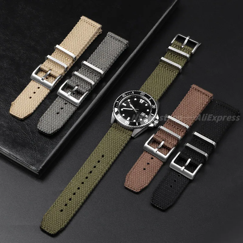 20 มม.22 มม.ผ้าฝ้ายไนลอนสายนาฬ - Nylon Nato Strap บทวิจารณ์และราคา
